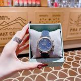Guess Marina Chronograph Blue Dial Blue Denim Strap Watch For Women - W1057L1 Authentic Buy Shop Now
