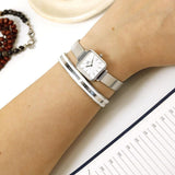 Daniel Wellington Quadro Studio White Dial Silver Mesh Bracelet Watch For Women - DW00100521 Authentic Buy Shop Now