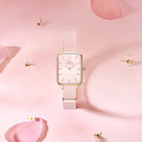 Daniel Wellington Quadro Pressed Mother of Pearl Pink Dial Pink Nylon Strap Watch For Women - DW00100509 Authentic Buy Shop Now