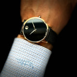 Movado Museum Classic Black Dial Black Leather Strap Watch for Men - 0607196 Authentic Buy Shop Now