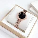 Emporio Armani Rosa Quartz Mother of Pearl Black Dial Rose Gold Steel Strap Watch For Women - AR11372 Authentic Buy Shop Now
