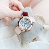 Guess Wonderlust Beige Dial Pink Leather Strap Watch for Women - W1065L1 Authentic Buy Shop Now