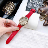 Guess Cosmo Diamonds Gold Dial Red Rubber Strap Watch for Women - GW0034L6 Authentic Buy Shop Now