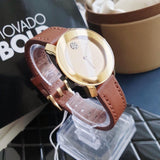 Movado Bold Gold Dial Brown Leather Strap Watch for Women - 3600437 Authentic Buy Shop Now