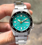 Seiko 5 Sports SKX Midi Automatic Teal Dial Silver Steel Strap Watch For Men - SRPK33K1 Authentic Buy Shop Now