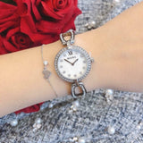 Bulova Crystals Quartz Mother of Pearl Dial Silver Steel Strap Watch for Women - 96X129 Authentic Buy Shop Now
