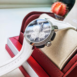 Michael Kors Sidney Multifunction Black Dial White Silicone Strap Watch For Women - MK6947 Authentic Buy Shop Now