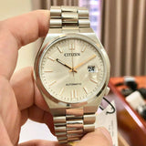Citizen Tsuyosa Automatic Oatmeal White Dial Silver Steel Strap Watch For Men - NJ0151-88W Authentic Buy Shop Now