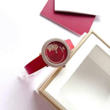 Swarovski Crystal Frost Red Dial Red Leather Strap Watch for Women - 5519226 Authentic Buy Shop Now