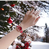 Swarovski Crystal Frost Red Dial Red Leather Strap Watch for Women - 5519226 Authentic Buy Shop Now