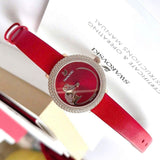 Swarovski Crystal Frost Red Dial Red Leather Strap Watch for Women - 5519226 Authentic Buy Shop Now
