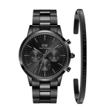 Daniel Wellington Iconic Chronograph Black Dial Black Steel Strap Watch For Men - DW00100642 Authentic Buy Shop Now