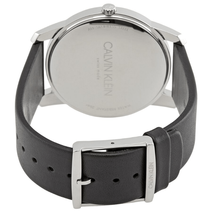 Calvin Klein City White Dial Black Leather Strap Watch For Men - K2G211C6 Authentic Buy Shop Now