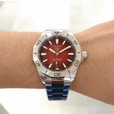 Tag Heuer Aquaracer Professional 200 Automatic Red Dial Silver Steel Strap Watch for Men - WBP2114.BA0627 Authentic Buy Shop Now