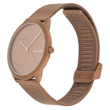 Calvin Klein Minimal Quartz Pink Gold Dial Pink Gold Mesh Bracelet Watch for Men - K3M11TFK Authentic Buy Shop Now