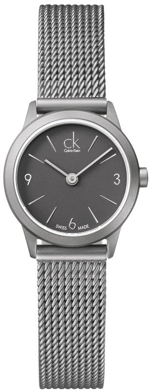 Calvin Klein Minimal Grey Dial Silver Mesh Bracelet Watch for Women - K3M53154 Authentic Buy Shop Now