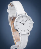 Daniel Wellington Petite Bondi White Dial White Leather Strap Watch For Women - DW00100250 Authentic Buy Shop Now