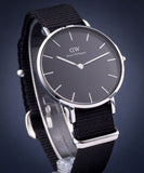 Daniel Wellington Classic Petite Cornwall Black Dial Black NATO Strap Watch For Women - DW00100216 Authentic Buy Shop Now