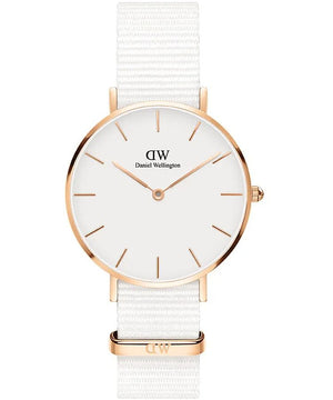 Daniel Wellington Classic Petite Dover White Dial White Nylon Strap Watch For Women - DW00100311 Authentic Buy Shop Now