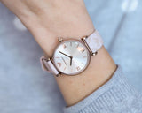 Emporio Armani Analog Grey Dial Pink Leather Strap Watch For Women - AR11126 Authentic Buy Shop Now