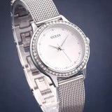 Guess Chelsea Quartz Silver Dial Silver Mesh Strap Watch For Women - W0647L6 Authentic Buy Shop Now