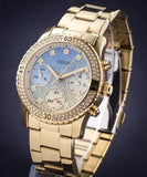 Guess Confetti Diamonds Gold Dial Gold Steel Strap Watch for Women - W0774L2 Authentic Buy Shop Now