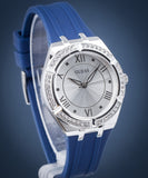 Guess Cosmo Diamonds Silver Dial Blue Rubber Strap Watch for Women - GW0034L5 Authentic Buy Shop Now