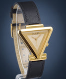 Guess Fame Quartz Gold Dial Black Leather Strap Watch For Women - GW0548L3 Authentic Buy Shop Now