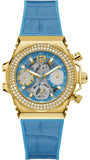 Guess Fusion Chronograph Blue Dial Blue Leather Strap Watch For Women - GW0553L3 Authentic Buy Shop Now