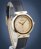 Guess Park Avenue Quartz Gold Dial Black Leather Strap Watch For Women - W0838L1 Authentic Buy Shop Now