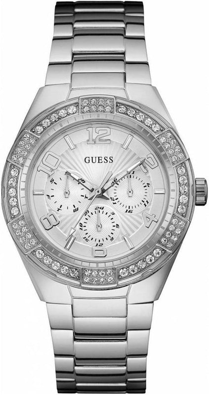 Guess Luna Diamonds Silver Dial Silver Steel Strap Watch for Women - W0729L1 Authentic Buy Shop Now