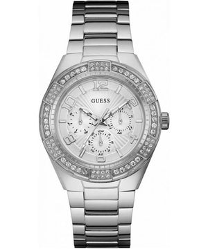 Guess Luna Diamonds Silver Dial Silver Steel Strap Watch for Women - W0729L1 Authentic Buy Shop Now