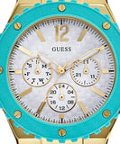 Guess Overdrive White Dial Turquoise Rubber Strap Watch for Women - W0149L3 Authentic Buy Shop Now