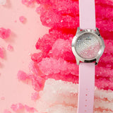 Guess Crush Crystals Silver Dial Pink Rubber Strap Watch for Women - W1223L1 Authentic Buy Shop Now
