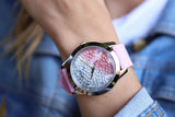 Guess Crush Crystals Silver Dial Pink Rubber Strap Watch for Women - W1223L1 Authentic Buy Shop Now