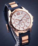 Guess Interpid White & Rose Gold Dial Blue Silicone Strap Watch For Women - W0325L8 Authentic Buy Shop Now