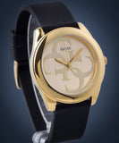 Guess G Twist Gold Dial Black Leather Strap Watch for Women - W0911L3 Authentic Buy Shop Now