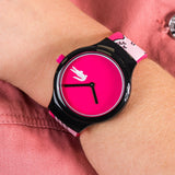 Lacoste Goa Pink Dial Two Tone Silicon Strap Watch for Women - 2020115 Authentic Buy Shop Now