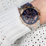 Michael Kors Bradshaw Chronograph Blue Dial Two Tone Steel Strap Watch For Women - MK6389 Authentic Buy Shop Now