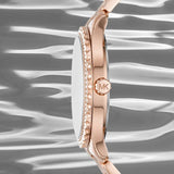 Michael Kors Layton Three Hand Pink Dial Rose Gold Steel Strap Watch For Women - MK6848 Authentic Buy Shop Now
