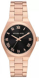 Michael Kors Lennox Three Hand Black Dial Rose Gold Steel Strap Watch For Women - MK7392 Authentic Buy Shop Now