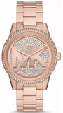 Michael Kors Ritz Analog Crystals Silver Dial Rose Gold Steel Strap Watch for Women - MK6863 Authentic Buy Shop Now