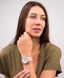Michael Kors Runway Chronograph White Dial Pink Steel Strap Watch for Women - MK7424 Authentic Buy Shop Now