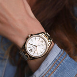 Michael Kors Whitney Three-Hand White Dial Gold Steel Strap Watch For Women - MK6693 Authentic Buy Shop Now