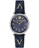 Versace V-Twist Quartz Blue Dial Blue Leather Strap Watch for Women - VELS00119 Authentic Buy Shop Now