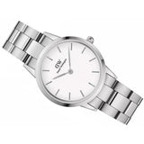 Daniel Wellington Iconic Link White Dial Silver Steel Strap Watch For Women - DW00100205 Authentic Buy Shop Now