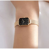 Daniel Wellington Quadro Melrose Black Dial Rose Gold Mesh Bracelet Watch For Women - DW00100432 Authentic Buy Shop Now