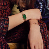 Daniel Wellington Quadro Melrose Green Dial Rose Gold Mesh Strap Watch For Women - DW00100437 Authentic Buy Shop Now