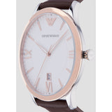 Emporio Armani Giovanni Quartz White Dial Brown Leather Strap Watch For Men - AR11211 Authentic Buy Shop Now