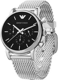 Emporio Armani Luigi Chronograph Black Dial Silver Mesh Bracelet Watch For Men - AR1811 Authentic Buy Shop Now